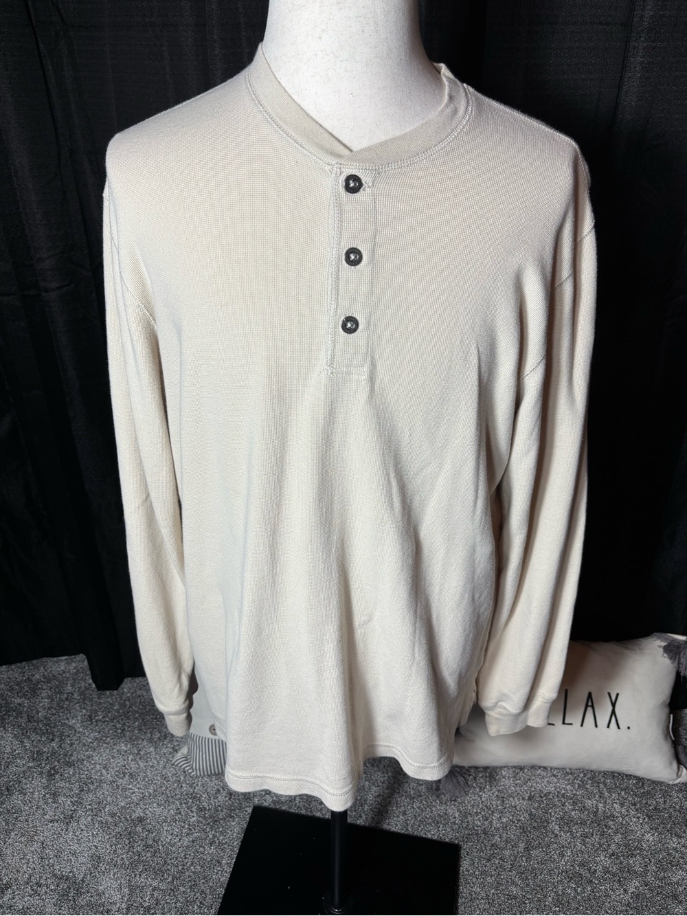 Eddie Bauer Long Sleeve Henley Shirt - Cream